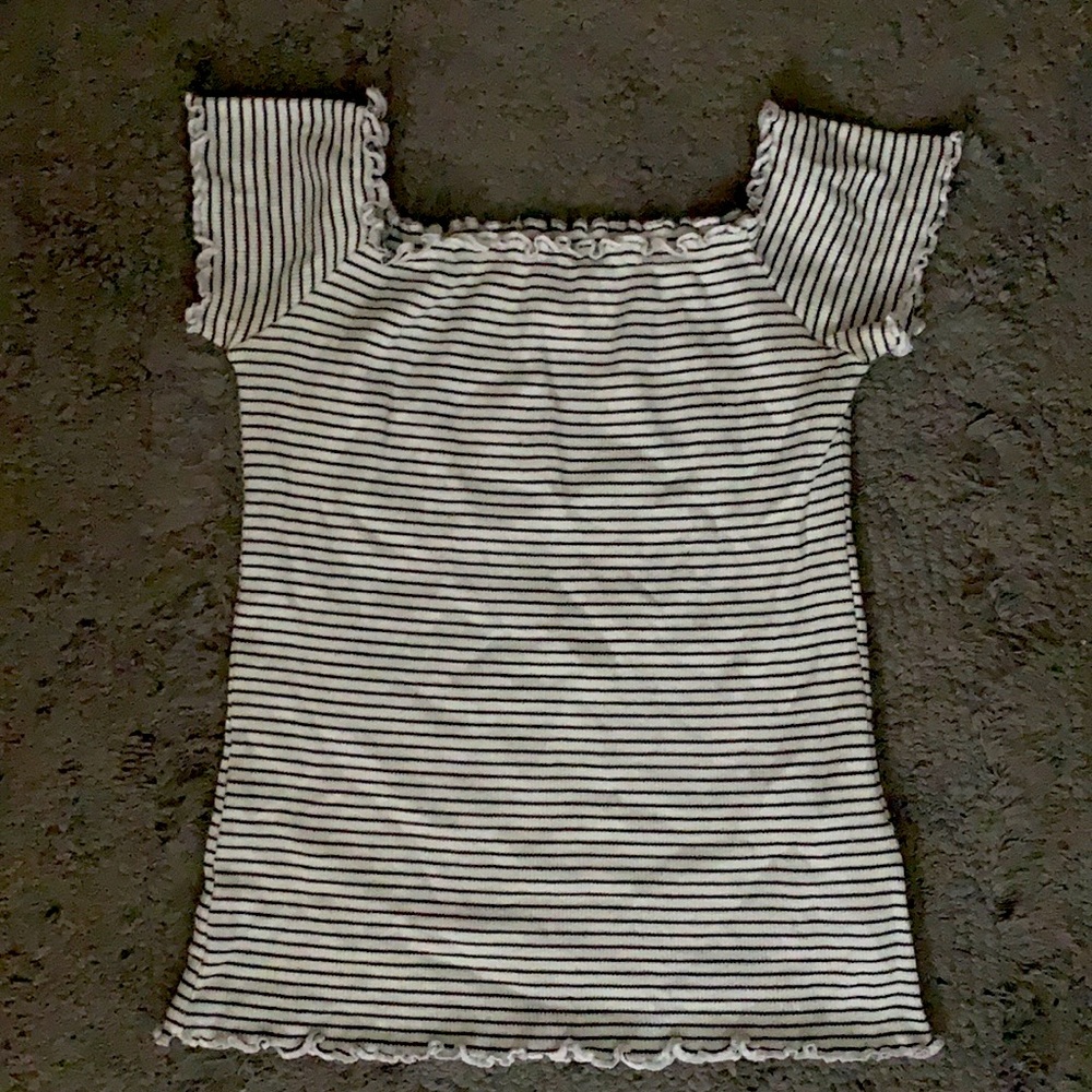 Hollister Off the Shoulder Stripped Cropped Top